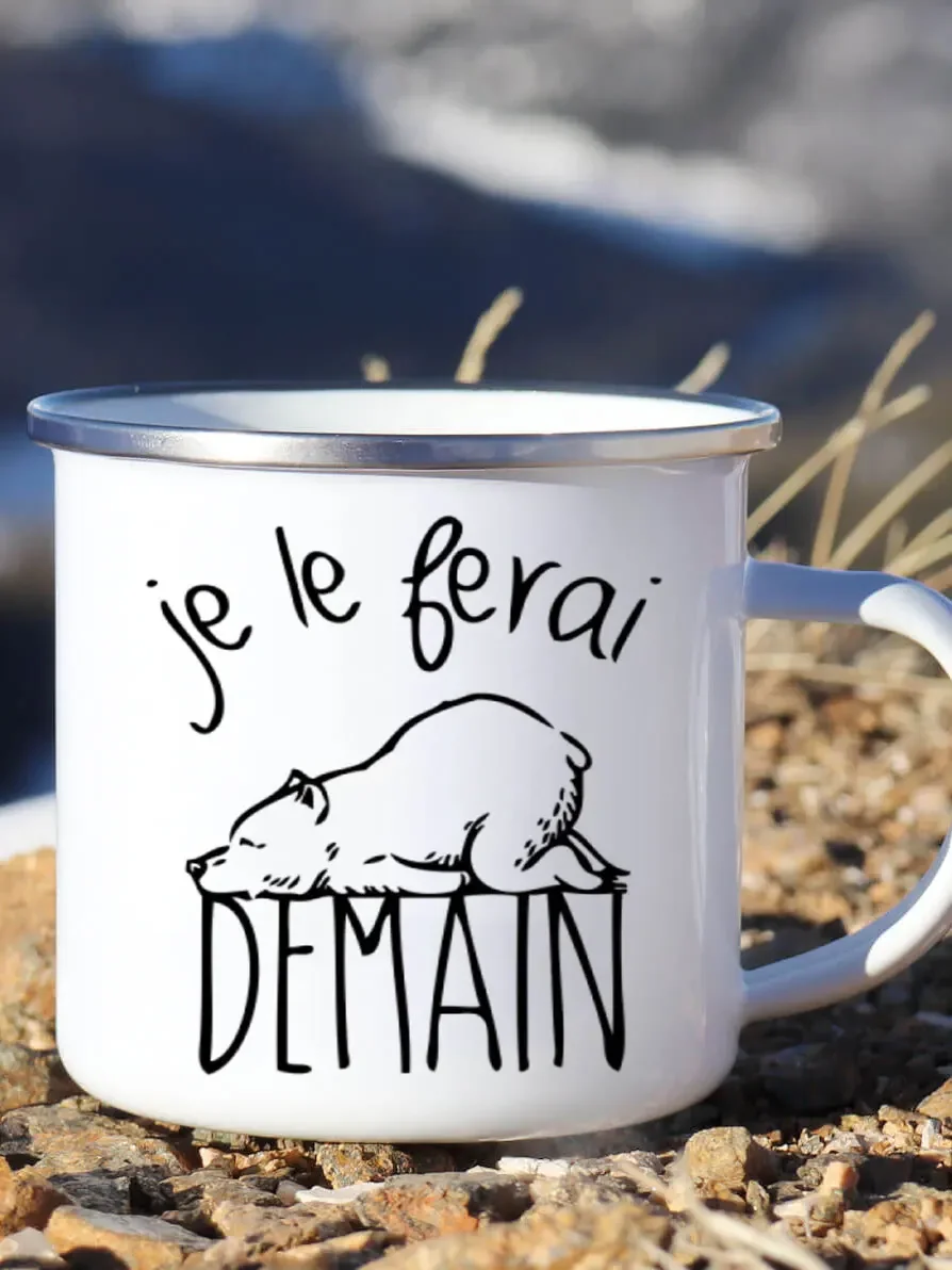 Wine Beer Best - Cute Enamel Coffee Mug French I