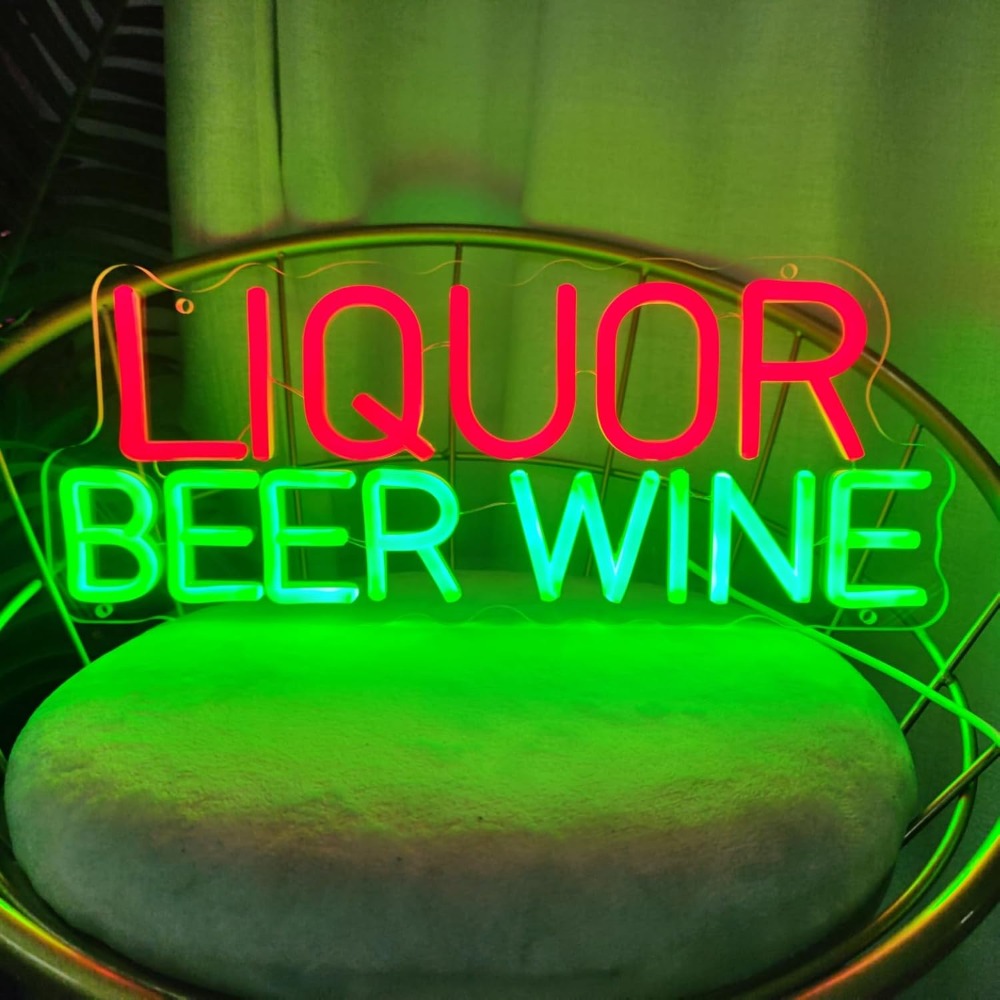 Wine Beer Whiskey Year - Светодиодная неоновая вывеска для алкоголя, пива,